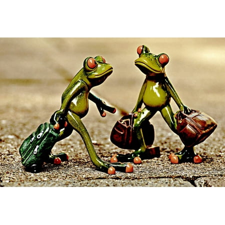 Canvas Print Travel Vintage Funny Frogs Holdall Luggage Stretched Canvas 10 x