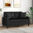 thumbnail image 3 of vidaXL Sofa Loveseat Couch Sofa Settee with Throw Pillows Black Faux Leather, 3 of 19
