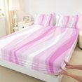 thumbnail image 3 of Homewish Pink Stripes Ombre Twin Sheet Sets for Women, Modern Fashion Abstract Twin Fitted Sheet, Chic Line Flat Sheet, Breathable Home Decor, 3pcs, 3 of 7