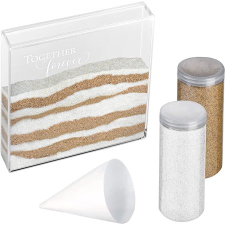 W Acrylic Together Forever Unity Ceremony Set with 2 Containers of Colored Sand, 1.25", Clear