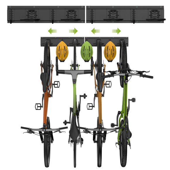 Housolution Bike Wall Mount 32Inch for 4 Bikes + 3 Helmets, Up to 300lbs, Heavy Duty Bike Hangers for Garage, Bike Hooks for Garage, Solid
