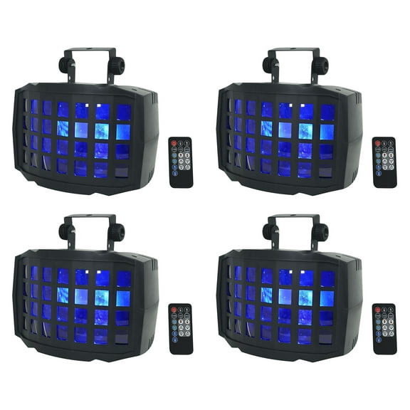 4) Rockville BD20 Battery Powered Wireless DMX DJ Party Dance Floor Derby Lights
