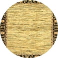 thumbnail image 1 of Ahgly Company Indoor Round Abstract Bold Yellow Abstract Area Rugs, 4' Round, 1 of 6