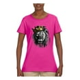 thumbnail image 2 of Wild Bobby, King Lion with Gold Crown Art, Animal Lover, Women Graphic Tee, Fuschia, 3X-Large, 2 of 4