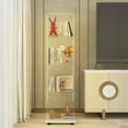 thumbnail image 2 of MAYEERTY 4 Tiers Glass Display Cabinet with Bluetooth LED Light Strip, File Storage Cabinet with Door Lock, Tempered Glass Top, White, 2 of 8
