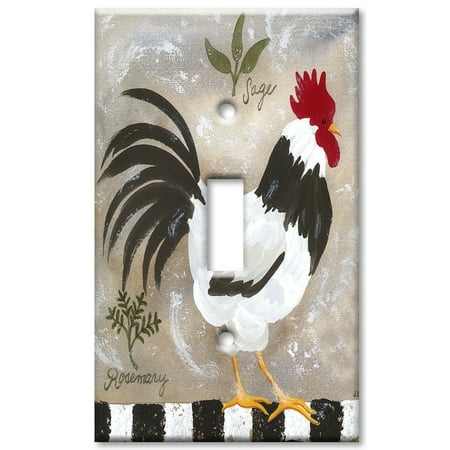 Gang Toggle Plastic Wall Plate - Art Plates brand - Single Gang Toggle Wall Plate - Jennifers Rooster