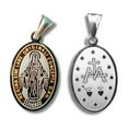 thumbnail image 6 of Two Tone (Silver and Yellow Gold Color) Stainless Steel Virgin Mary Pendant (Miraculous Medal) (Medium), 6 of 7