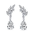 thumbnail image 2 of Bling Jewelry Womens Cubic Zirconia Leaf Motif CZ Teardrop Dangle Chandelier Earrings Silver Plated, 2 of 7