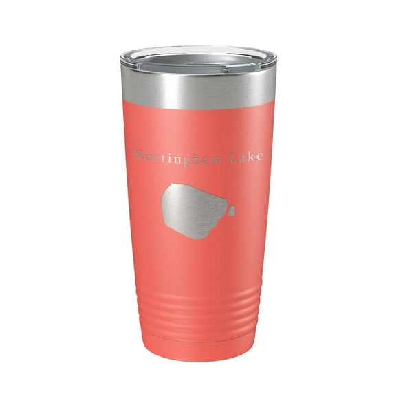 Nottingham Lake Map Tumbler Travel Mug Insulated Laser Engraved Coffee Cup Colorado 20 oz Coral