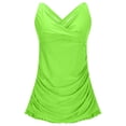 thumbnail image 5 of Women's Tankini Swimsuit Tummy Control Bathing Suit Ruched Tankini Tops with Swim Skirt Swimwear Fluorescent Green S, 5 of 5