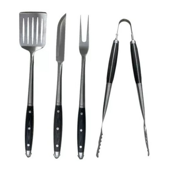 Set parrillero HUDSON 4Pz Trinche, Espátula, Cuchillo, Pinza