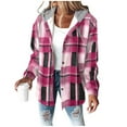 thumbnail image 2 of Sokhug Jackets for Women with Hood Casual Loose Button Down Buffalo Plaid Flannel Shirts Fall Winter Fashion Shacket Coats, 2 of 6