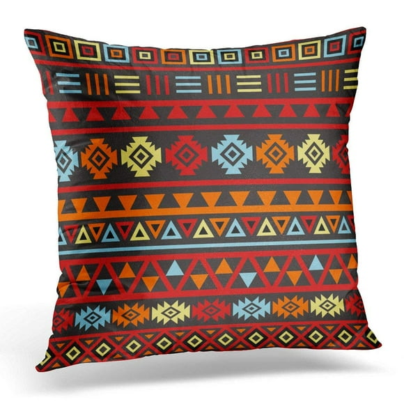 RYLABLUE Patterns Aztec Style Large Ptn Orange Yellow Red Designs Pillowcase Cushion Cover 20x20 inches