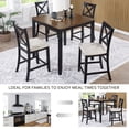 thumbnail image 3 of GZXS 5-Piece Counter Height Bar Table with Space-Saving Design, Square Kitchen Table and Upholstered Chairs Set with Footrest, Solid Wood Legs, Farmhouse Dinette Set for 4, Black+Oak (Cross Back), 3 of 9