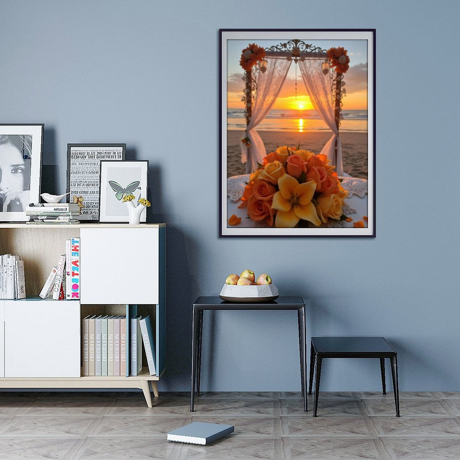 Diamond Art Kits for Adults - 5d Sunset Beach Wedding Arch Flowers Diamond Painting for Adults, Diamond Art for Adults Beginners, Diamond Painting Kits for Adults for Home Wall Decor