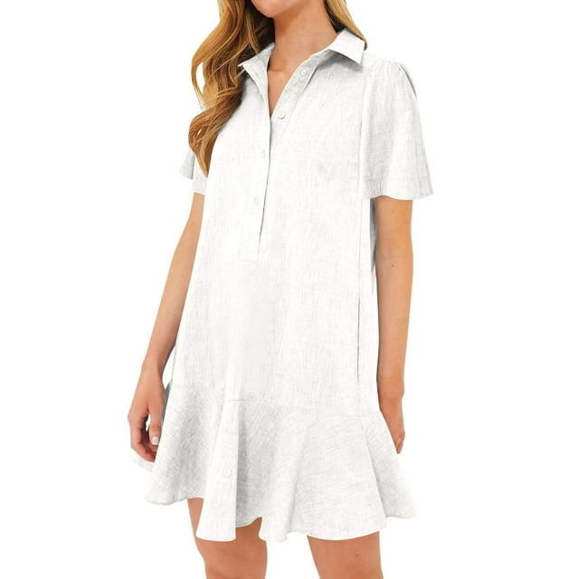 SHIXIAOO Ruffle Hem Short Sleeve Dress for Women Casual Summer Flowy Midi Dress with Style Spaghetti Strap Maxi Dress plus Size Leopard Wrap Dress