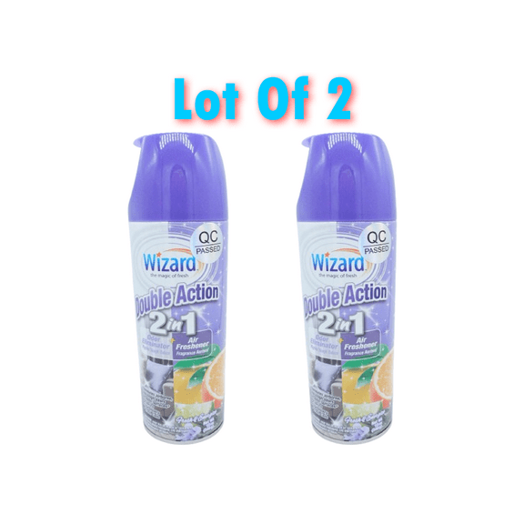 Wizard Double Action 2 in 1 Odor Neutralizer   Air Freshener, Fresh Energize (2 Pack)