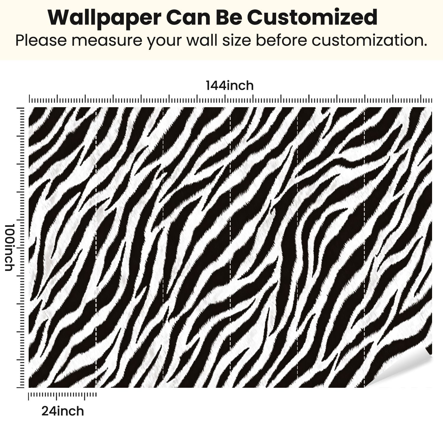 Peel and Stick Wallpaper zebra skin texture seamless zebra Stripes Seamless skin Modern Art Wall Mural Decor Self Adhesive and Removable 100in x 144in