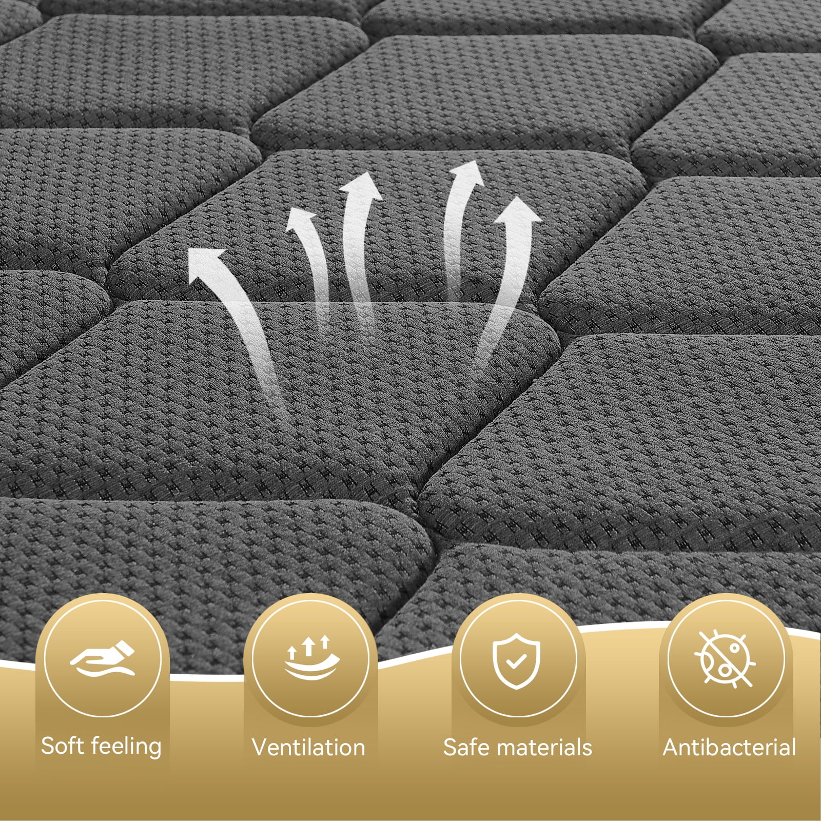 VFD 10 inch Queen Size Hybrid Mattress - Medium Firm, Memory Foam & Pocket Springs, Motion Isolation, Edge Support, Pressure Relief, Ship Compressed