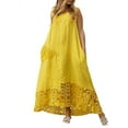 thumbnail image 3 of VONDA Women's Sleeveless Lace Patchwork Loose Maxi Dress Summer Dress Sundress With Pockets, 3 of 5
