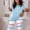 Blue, variant on Pajamas for Womens Letter Print Round Neck Short Sleeve Tops and Tie Dye Print Elastic Waist Loose Fit Pants Casual Loungewear Set Blue-M
