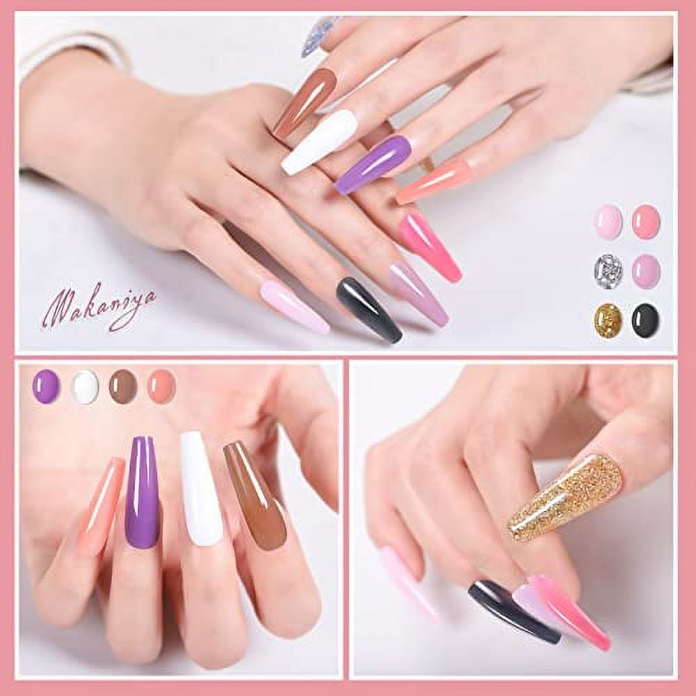 Glitter Poly Nail Extension Gel Kit - 6 Colors Builder for Nail Art