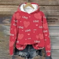 thumbnail image 2 of Love Letter Print Hoodies for Women Valentine's Day Cute Fleece Lined Long Sleeve Warm Sweatshirts Plus Size Workout Tops(Pink,XXXL), 2 of 3