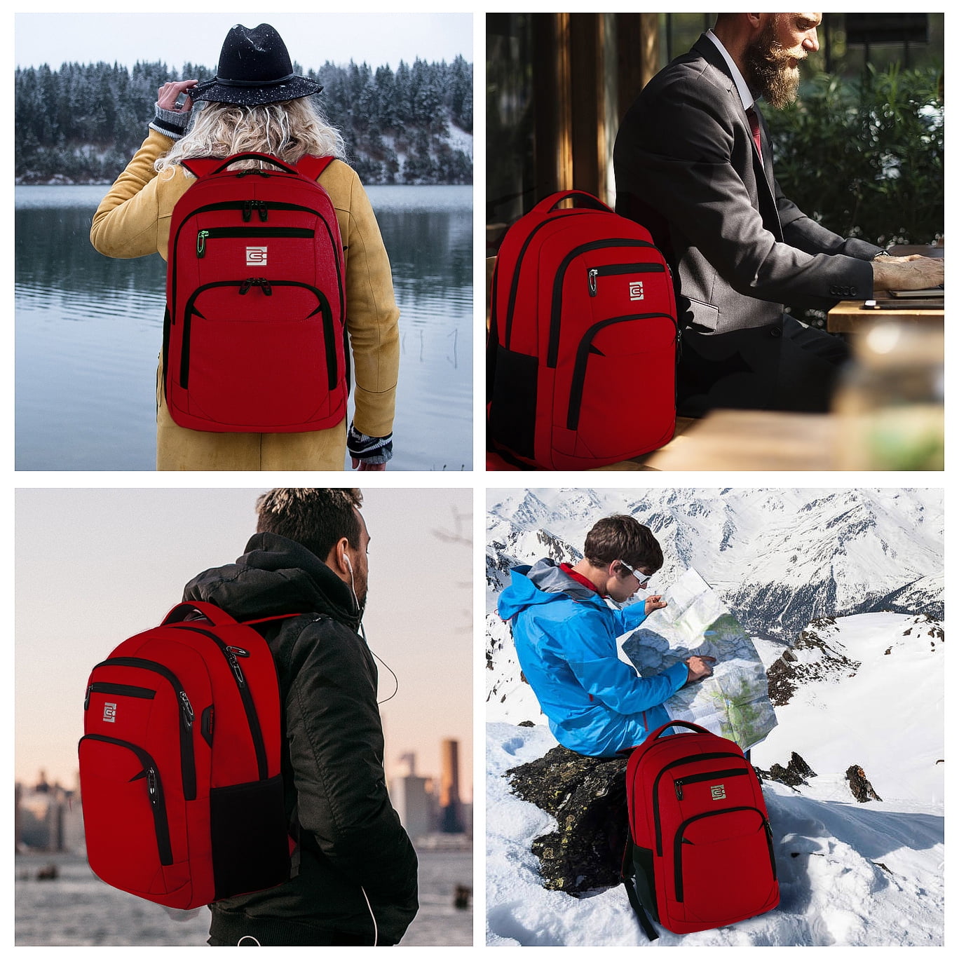 UKEIN Red Laptop Backpack Computer Business Backpack for Adult Water Resistant Anti-Theft Laptop Backpack for Men