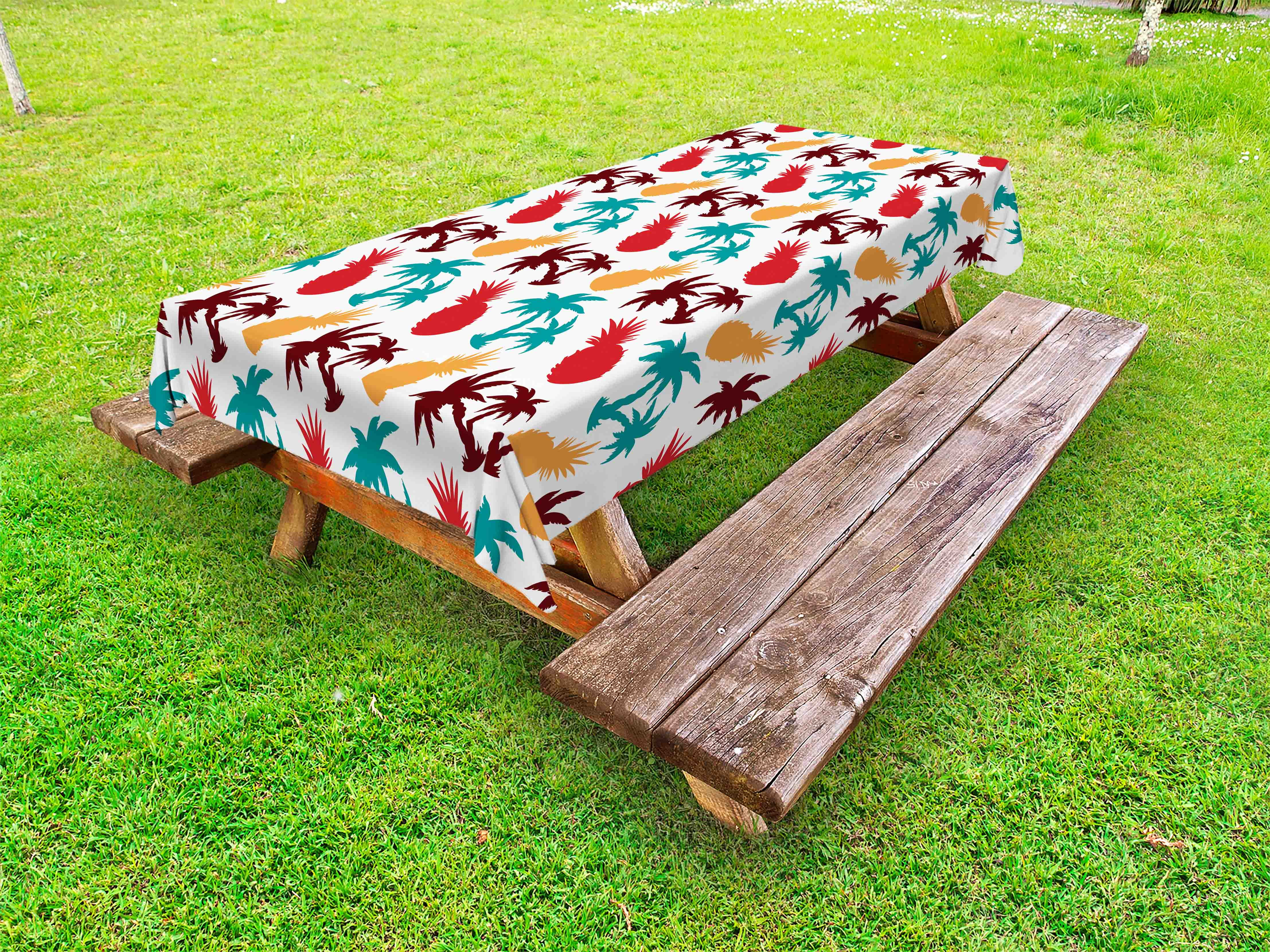 Pineapple Outdoor Tablecloth, Lively MultiColored Tropical Pineapple