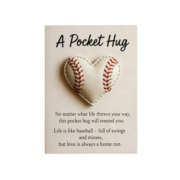 LingVibe Heart-Shaped Baseball Themed Pocket Hug Gift, Encouragement Token Suitable for Friends, Sports Lovers, and Gift Card Holder,A