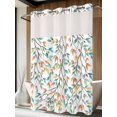 thumbnail image 2 of No Hook Shower Curtain with Snap-in Liner, Teal Orange Eucalyptus Waterproof Fabric Bathroom Curtains, Weeping Botanical Leaves Bath Curtains & Mesh Top Window 72"x84" Long, 2 of 9