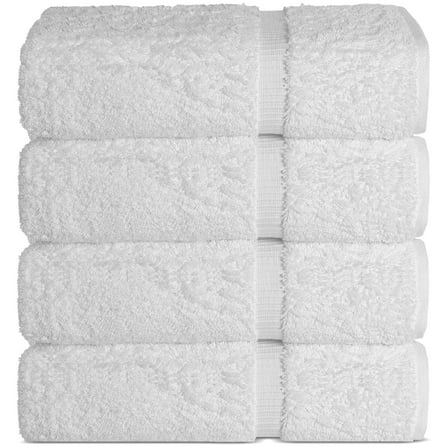 Luxury Bath Towels 100% Turkish Cotton, 4-Piece Set for Guest Room, Resort, and Daily Use, OEKO-TEX Certified, White