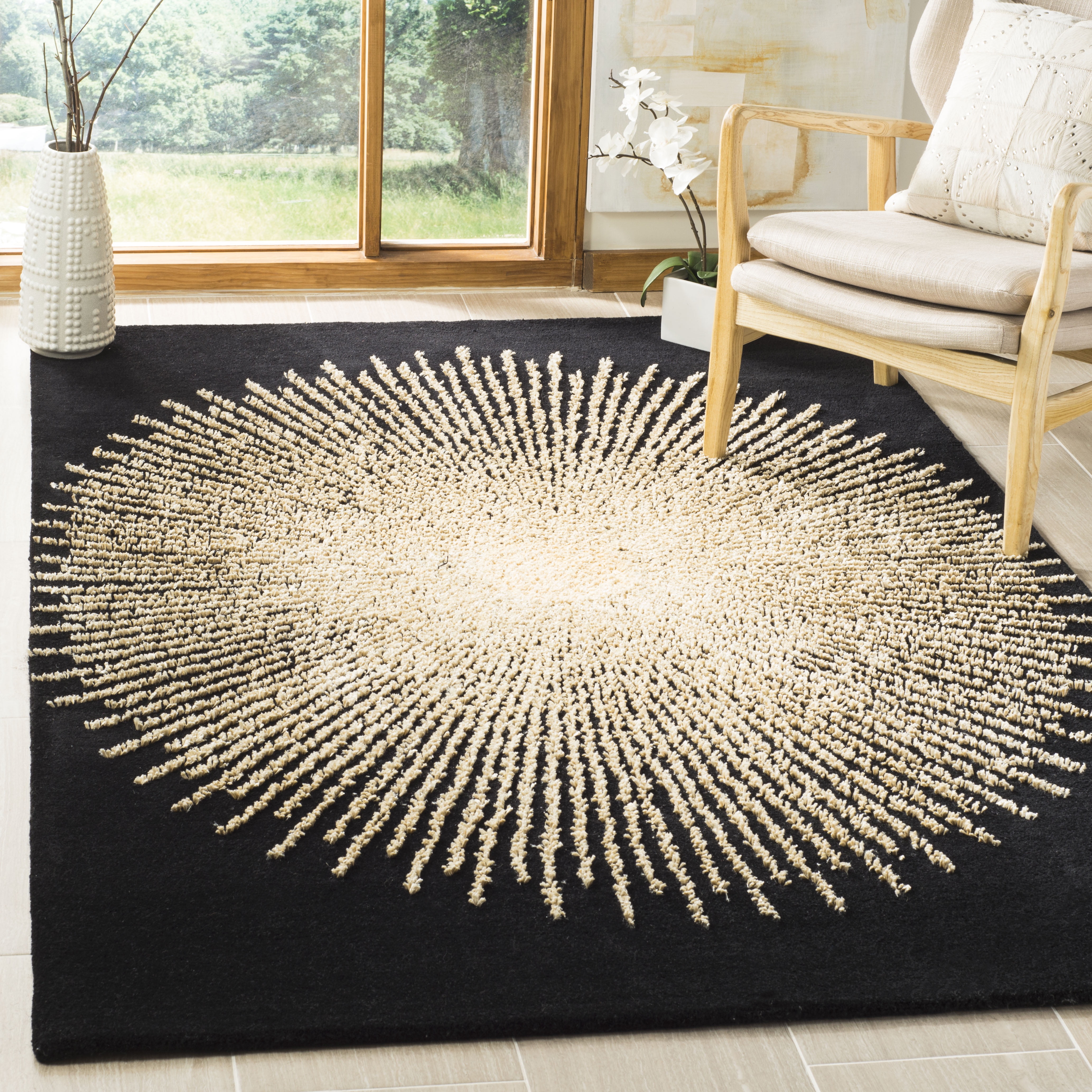 SAFAVIEH Soho Michelle Geometric Area Rug, Black/Beige, 10' x 10' Square