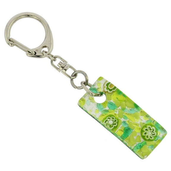 GlassOfVenice Murano Glass Colors Stick Keychain - Green Silver