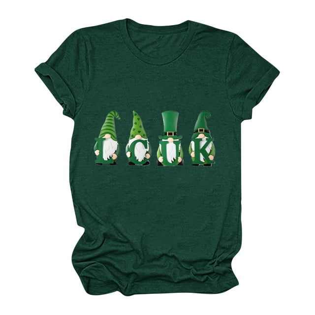 Wolfast T-Shirts pour Femmes Manches Courtes Mode Féminine Saint-Patrick Imprimé Col Rond Manches Courtes T-Shirt Décontracté Haut T-Shirts pour Femmes Mode
