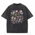 thumbnail image 3 of USPEED Women Oversized Vintage Washed Short Sleeve T-Shirt Colorful Wildflower Butterfly Floral Graphic Loose Fit Botanical Casual Summer Top, 3 of 6