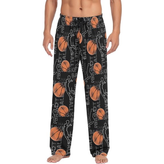 GZHJMY Pajama Pants for Men - Play Basketball, Loose Lightweight PJs Lounge Sleep Bottoms with Pockets Drawstring, Pajama Bottoms for Home and Rest, Large