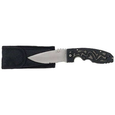 - Joy Enterprises FP36639 Fury Cherokee Part Serrated Folding Pocket Knife with Sculpted Handle and Nylon Sheath, 4.75