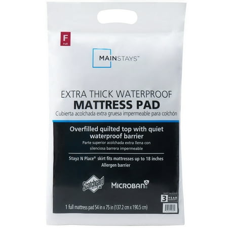 Mainstays Extra Thick Waterproof Mattress Pad  Full 54 in x 75 in