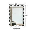 thumbnail image 4 of 39.8-Inch Rectangular Mirror, Solid Wood Frame Wall Mirror with Wavy Frame, Modern Mirror Wall Decoration for Home Living Room, Bedroom, Cloakroom, Bathroom, Entryway, Black, 4 of 9