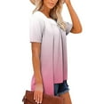 thumbnail image 5 of GaThRRgYP Women's Summer Short Sleeve Tops for Vacation,Women's Fashion Printed Fake Two Piece Short Sleeve Round-Neck Blouses Pink M, 5 of 7