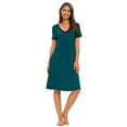 thumbnail image 2 of MintLimit Women's Nightgowns V-Neck Night Shirts Short Sleeve Sleepshirts Night Sleepwear Nightshirt Pockets, 2 of 4