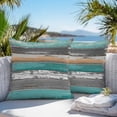 thumbnail image 5 of Coastal Style Outdoor Pillow Covers Set of 2 Vintage Green Brown Stripes Wood Grain Waterproof Throw Pillow Case Decorative Square Cushion Cover for Patio Couch Garden Balcony, 20"x20", 5 of 9