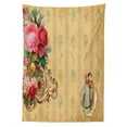 thumbnail image 3 of Ambesonne Vintage Tablecloth Rectangular Table Cover, Romantic Country Roses, 52"x70", Sand Brown Pale Pink, 3 of 4