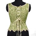 thumbnail image 5 of Yuwull Womens Vintage Ruffle Hem Overbust Corset Tie Front Lace-Up Back Bustier Shapewear Top, 5 of 9