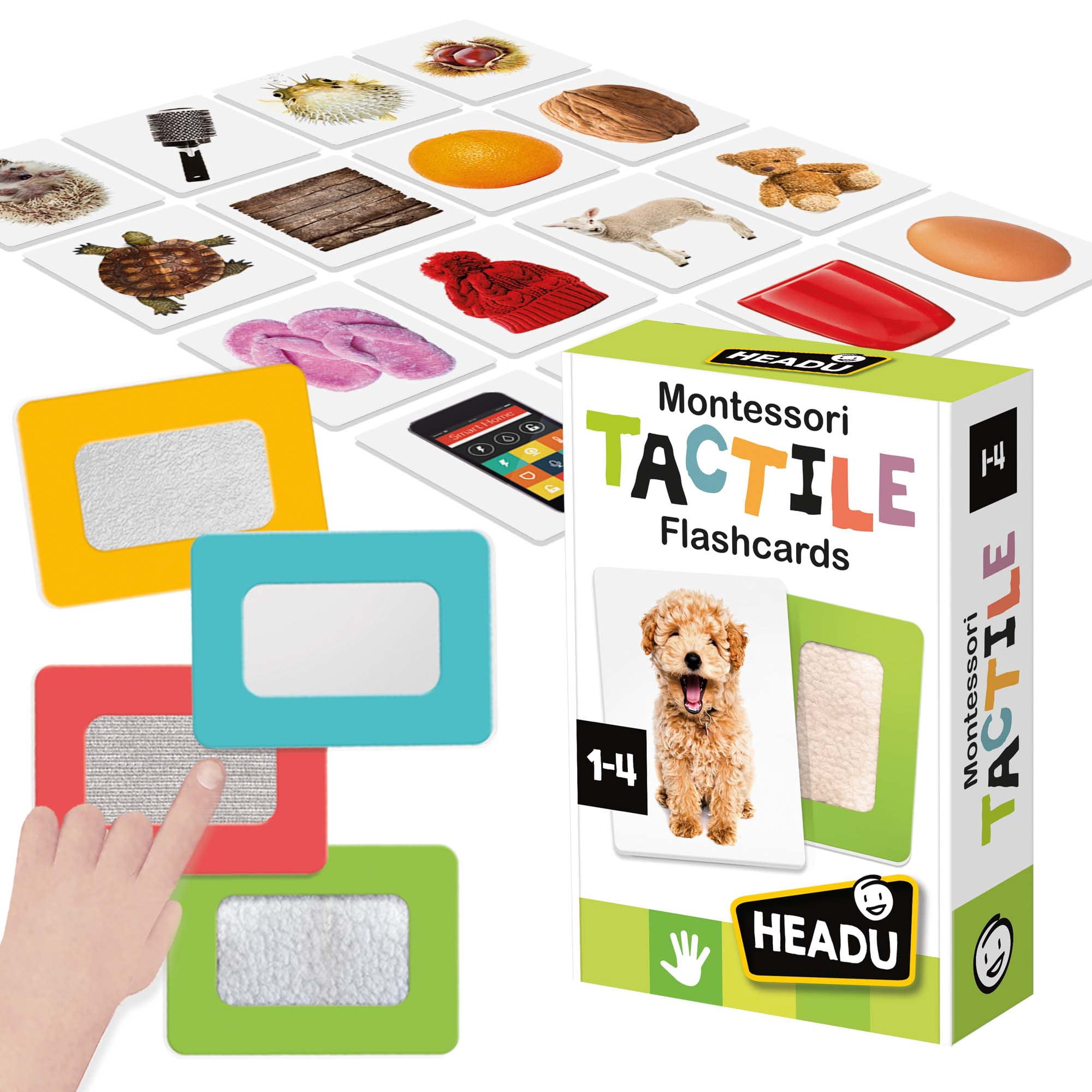 Headu: Montessori Flashcards - Tactile - Texture & Image Matching Game, Touch & Sight Development Activity, Educational Sensory Play Toy, Toddlers 1-4