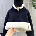 thumbnail image 4 of Boys Girls Quarter Zip Pullover Sweatshirt Mock Neck Fleece Lined Sweatshirts Fall Winter Thick Undershirt Raglan Sleeve Tops, 4 of 5