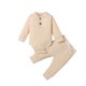 thumbnail image 1 of Bebé recién nacido niña niño primavera otoño acanalado/a cuadros conjuntos de ropa sólida monos de manga larga + pantalones elásticos 2 uds trajes Tan Jianjun unisex, 1 of 2