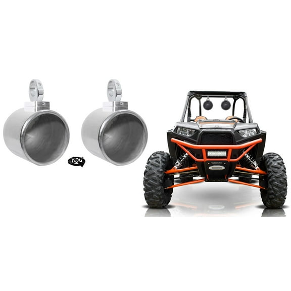 2 Rockville MAC90S 8" 360° Degree Swivel Chrome Tower Speaker Pods RZR/ATV/UTV