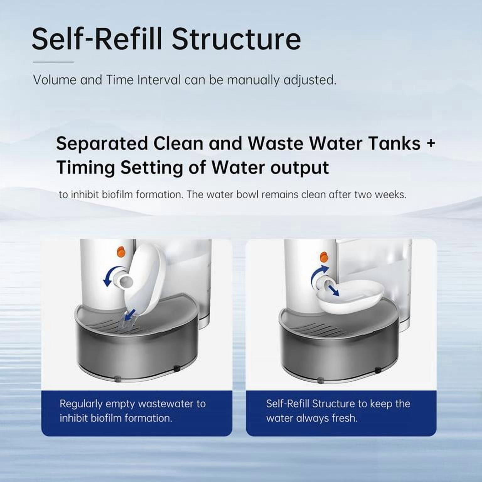 Smart Cat Water Dispenser - Stainless Steel Water Bowl, Self-Refill Cat Water Fountain Automatic Water Dispenser for Cats & Small Dogs, 3L/101.4oz